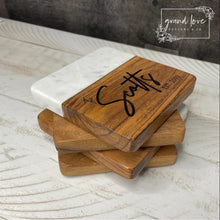 Load image into Gallery viewer, Coaster 4 Pack - Marble &amp; Wood - Laser Engraved
