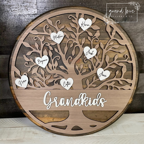 Grandkids Family Tree Round Sign