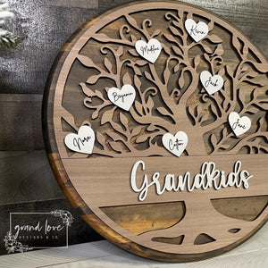 Grandkids Family Tree Round Sign